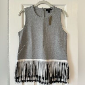 NEW WITH TAGS J.Crew Boho Chic Fringe Gray Sleeveless Tank- Size Small